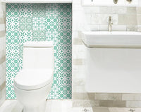 8" x 8" Light Green And White Geo Peel and Stick Removable Tiles