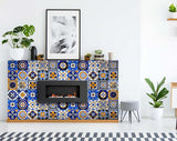 8" x 8" Shades of Blue and Yellow Mosaic Peel and Stick Removable Tiles