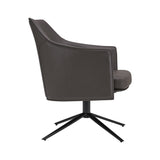 Dark Gray Faux Leather Swivel Accent Chair