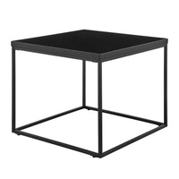 Modern Black Gloss and Matte Black Cube Side Table