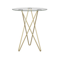 Geometric Clear Glass and Gold Round Table