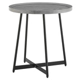 Modern Gray and Black Round Side Table