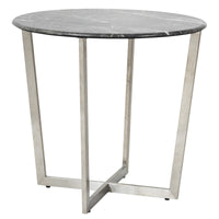 Mod Geo Chrome and Black Round Faux Marble Side Table