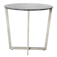 Mod Geo Chrome and Black Round Faux Marble Side Table