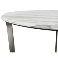 Mod Geo Chrome and White Round Faux Marble Side Table