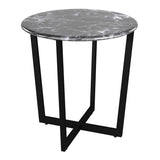 Mod Geo Black and Black Round Faux Marble Side Table