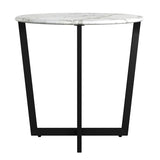 Mod Geo Black and White Round Faux Marble Side Table