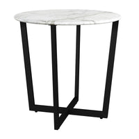 Mod Geo Black and White Round Faux Marble Side Table