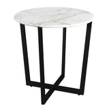 Mod Geo Black and White Round Faux Marble Side Table