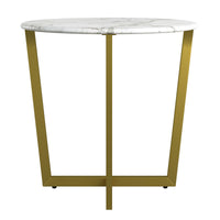 Mod Geo Gold and White Round Faux Marble Side Table