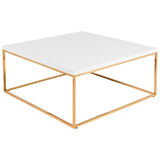 White and Gold Square Coffee Table