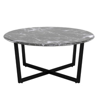 Black on Black Faux Marble Round Coffee Table