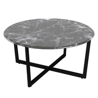 Black on Black Faux Marble Round Coffee Table