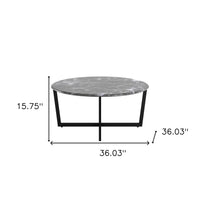 Black on Black Faux Marble Round Coffee Table