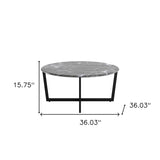 Black on Black Faux Marble Round Coffee Table