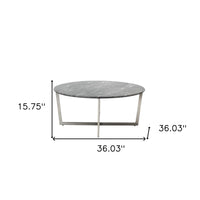 Black on Stainless Faux Marble Round Coffee Table