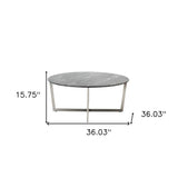 Black on Stainless Faux Marble Round Coffee Table