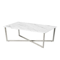 White on Stainless Faux Marble Coffee Table