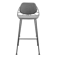 Set of Two Leaf Framed Gray Bar Stools