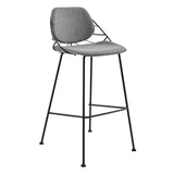 Set of Two Leaf Framed Gray Bar Stools