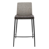 Set of Two Gray Faux Leather and Fabric Counter Stools