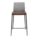 Set of Two Light Brown Faux Leather and Fabric Counter Stools