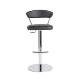 Adjustable Swivel Black Faux Leather Aluminum Stool