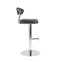 Adjustable Swivel Black Faux Leather Aluminum Stool