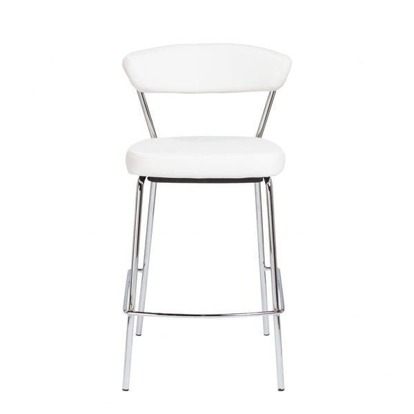 Set of Two Taper White Faux Leather Counter Stools