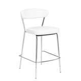 Set of Two Taper White Faux Leather Counter Stools