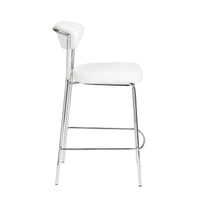 Set of Two Taper White Faux Leather Counter Stools