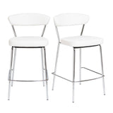 Set of Two Taper White Faux Leather Counter Stools