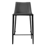 Rich Black Faux Leather Counter Stool