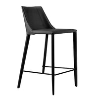 Rich Black Faux Leather Counter Stool