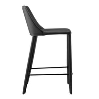 Rich Black Faux Leather Counter Stool