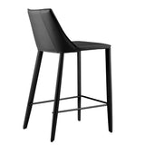 Rich Black Faux Leather Counter Stool