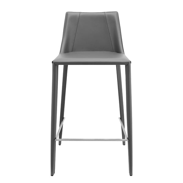 Rich Gray Faux Leather Counter Stool