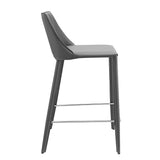 Rich Gray Faux Leather Counter Stool