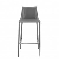 Rich Gray Faux Leather Bar Stool