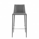 Rich Gray Faux Leather Bar Stool