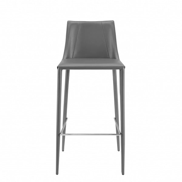 Rich Gray Faux Leather Bar Stool