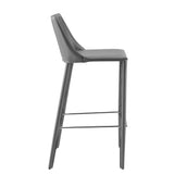 Rich Gray Faux Leather Bar Stool