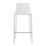 Rich White Faux Leather Bar Stool