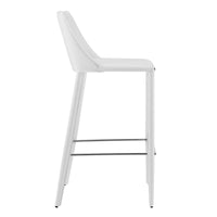 Rich White Faux Leather Bar Stool