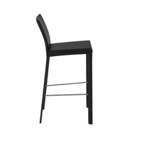 Set of Two Full Black Faux Leather Bar Stools