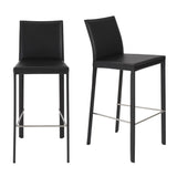 Set of Two Full Black Faux Leather Bar Stools