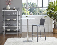 Set of Two Full Gray Faux Leather Bar Stools