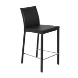 Set of Two Full Black Faux Leather Counter Stools