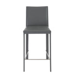 Set of Two Full Gray Faux Leather Counter Stools