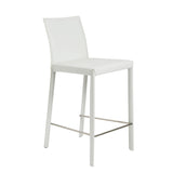 Set of Two Full White Faux Leather Counter Stools